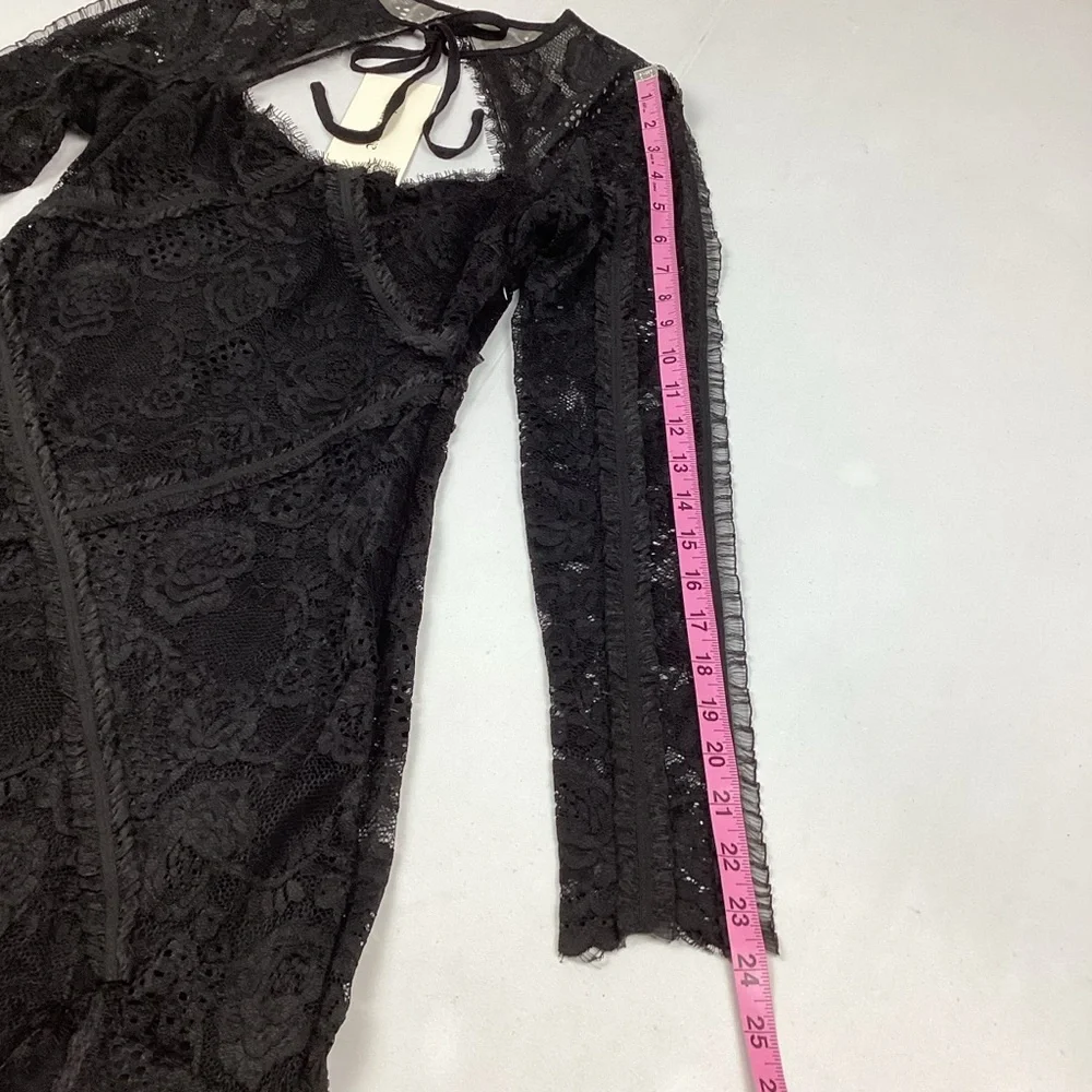 Alana Eve Long Sleeve Black Lace Bodycon Mini Dress NEW! Retail $199